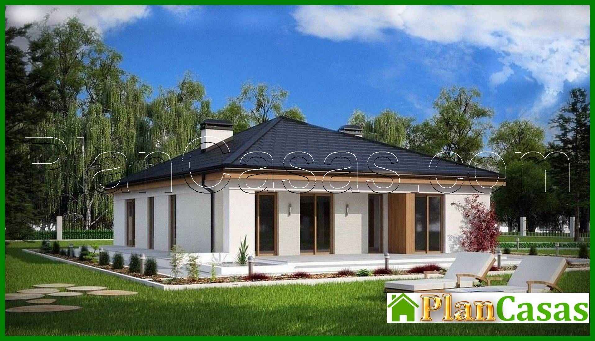 Visualization gallery - Project of a one-story house with 4 bedrooms and a garage