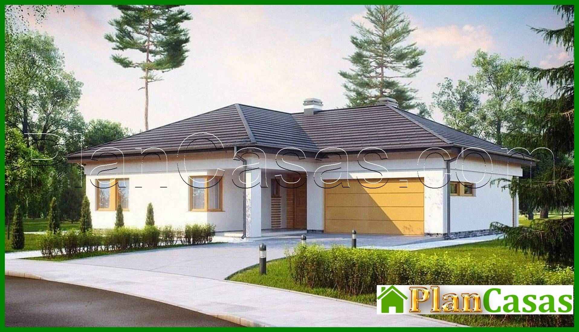 Visualization gallery - Project of a functional one-story cottage with a garage for 2 cars