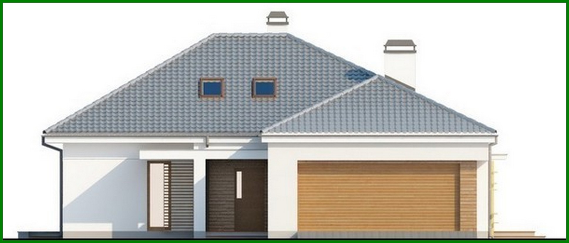 Visualization gallery - The project of a one-story classic cottage with a garage and an attic