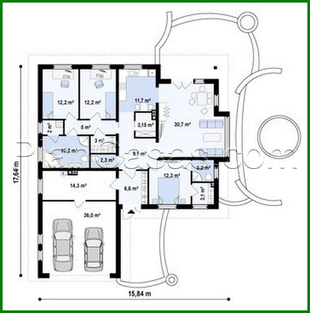 Visualization gallery - Single-storey house project with a large garage for two cars