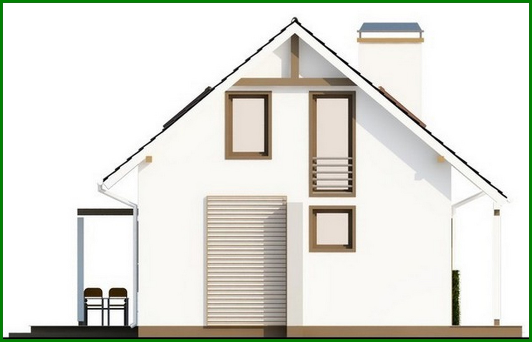 Visualization gallery - The project of a white cottage with an attic, made in the classical style