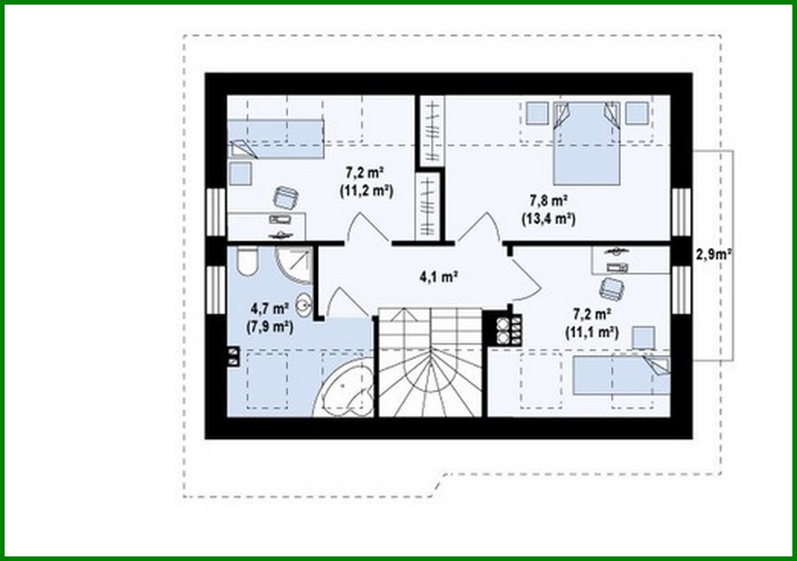 Visualization gallery - The project of an economical inexpensive house with a canopy for 1 car