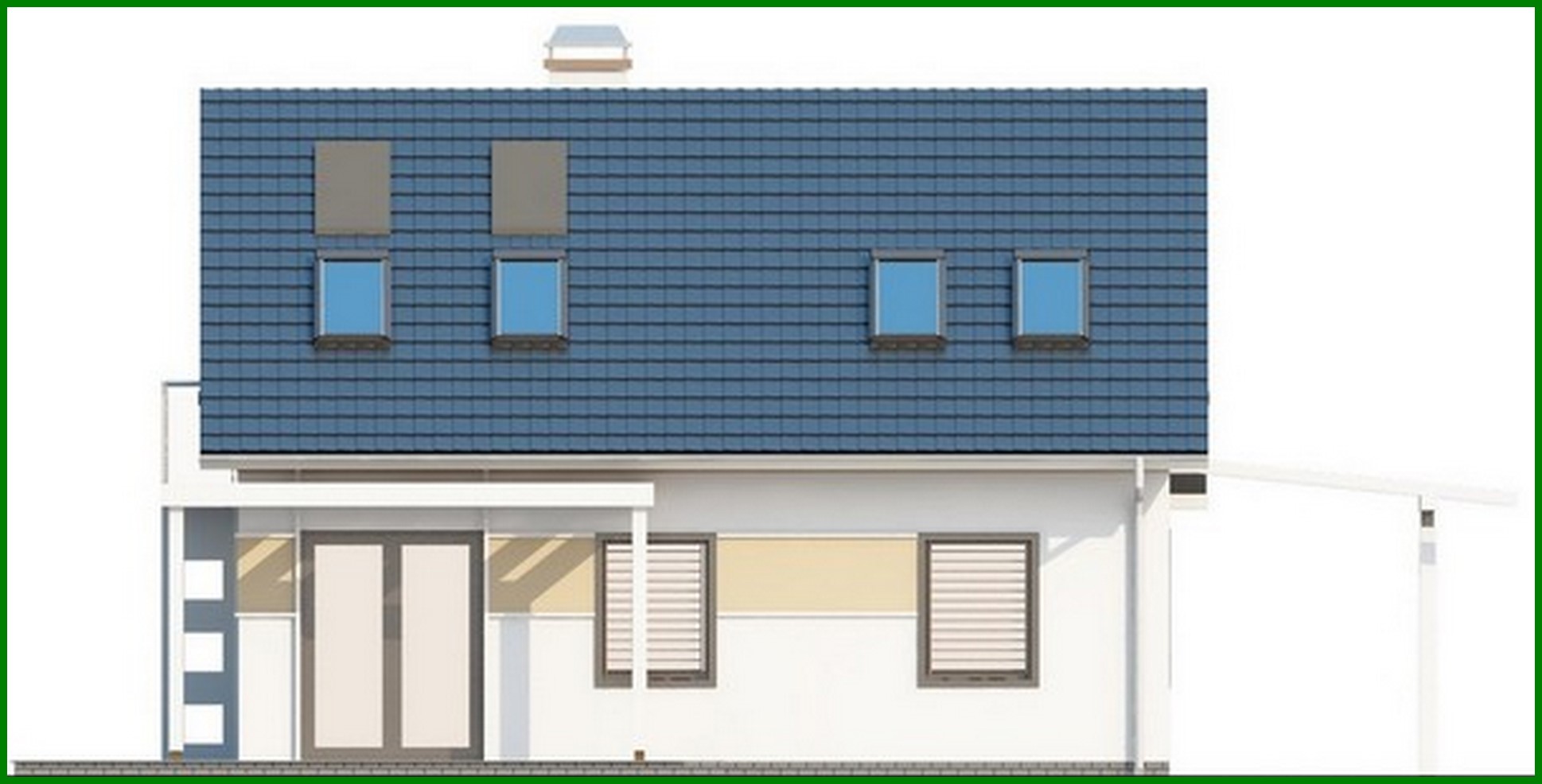 Visualization gallery - The project of an economical inexpensive house with a canopy for 1 car