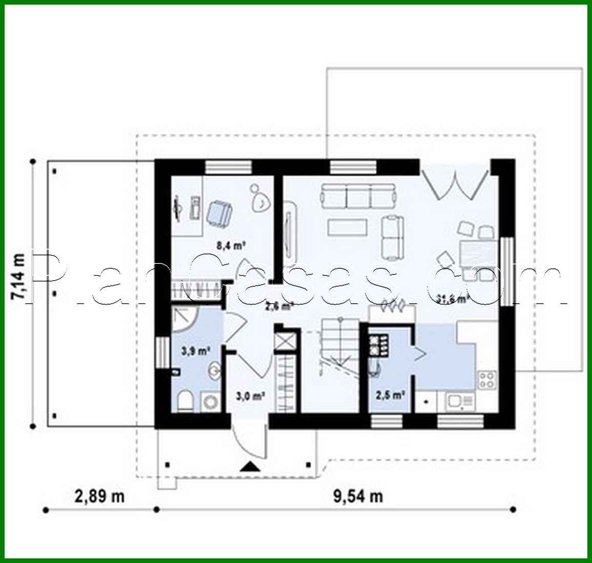Visualization gallery - The project of an economical inexpensive house with a canopy for 1 car