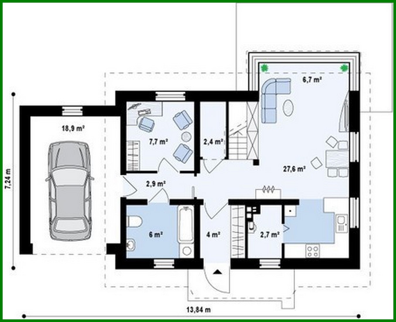 Visualization gallery - The project of a cottage with an attic, a garage and a cozy beautiful terrace