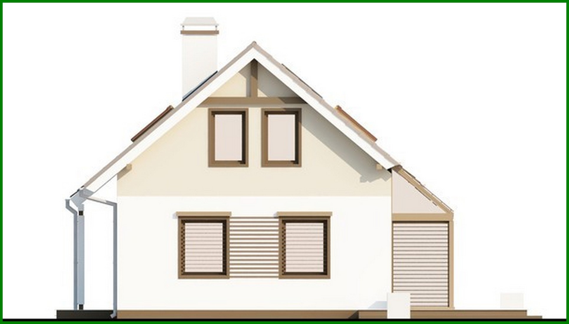 Visualization gallery - The project of a cottage with an attic, a garage and a cozy beautiful terrace