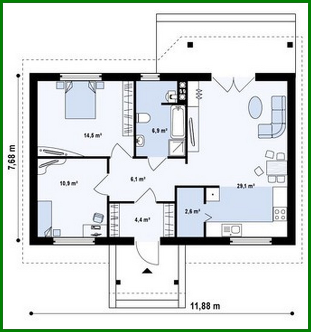 Visualization gallery - The project is a simple cozy one-story house with two bedrooms