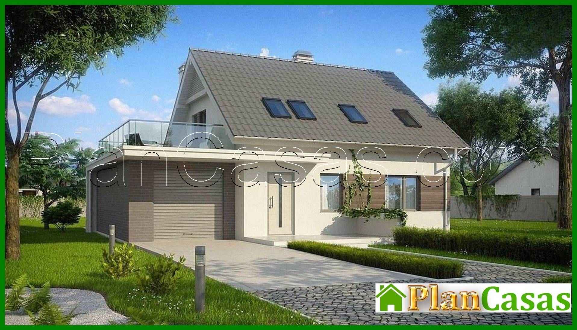 Visualization gallery - Project of a small one-story house with a terrace above the garage