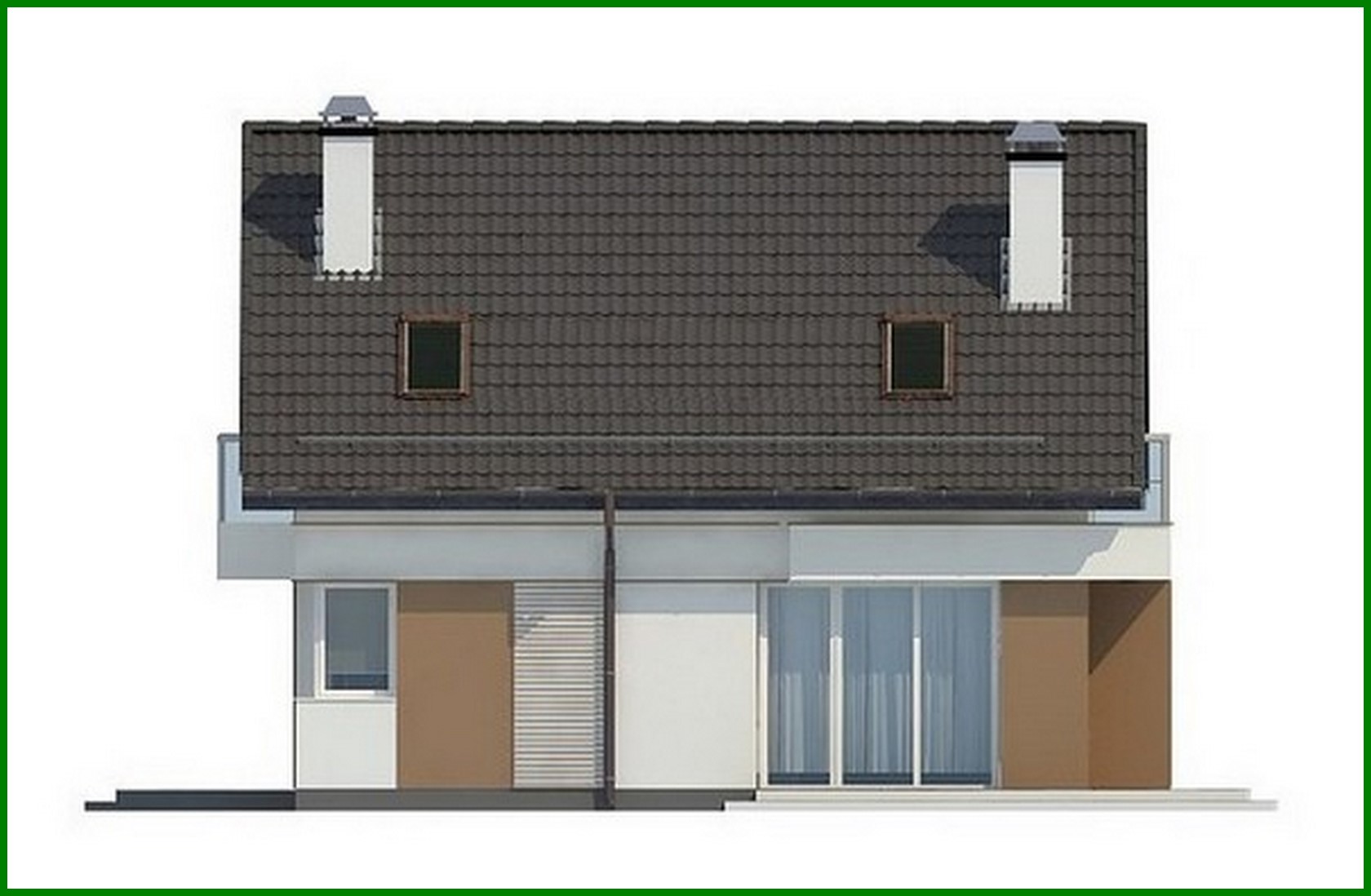 Visualization gallery - The project of a small neat country house with an attic and a gable roof