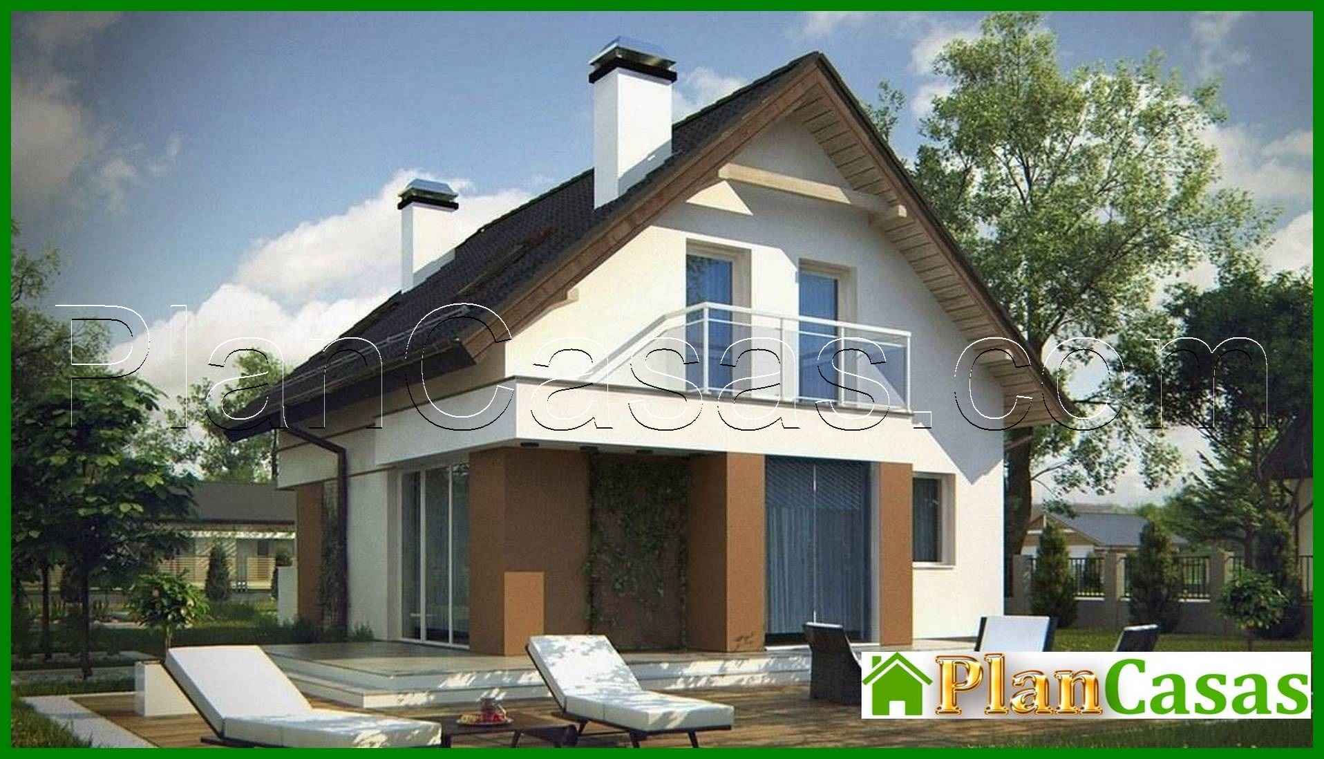 The project of a small neat country house with an attic and a gable roof house plan