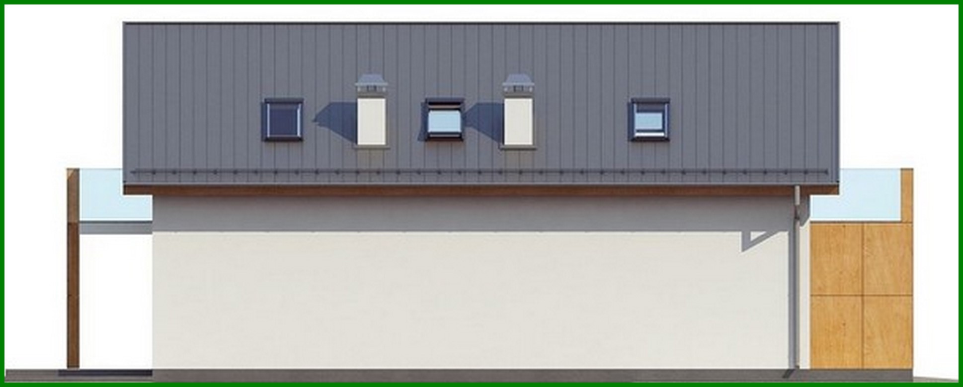 Visualization gallery - Project of a house with an attic and a garage for a narrow plot