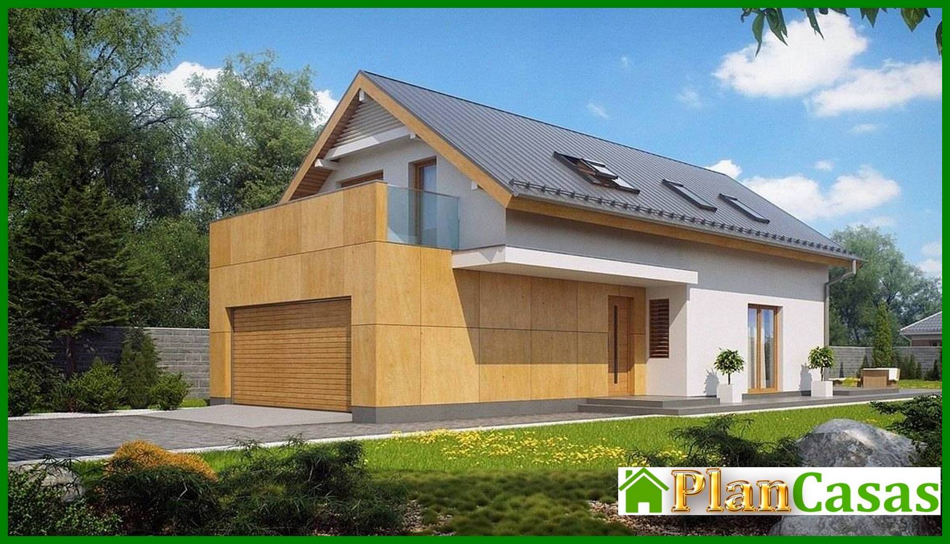 Visualization gallery - Project of a house with an attic and a garage for a narrow plot