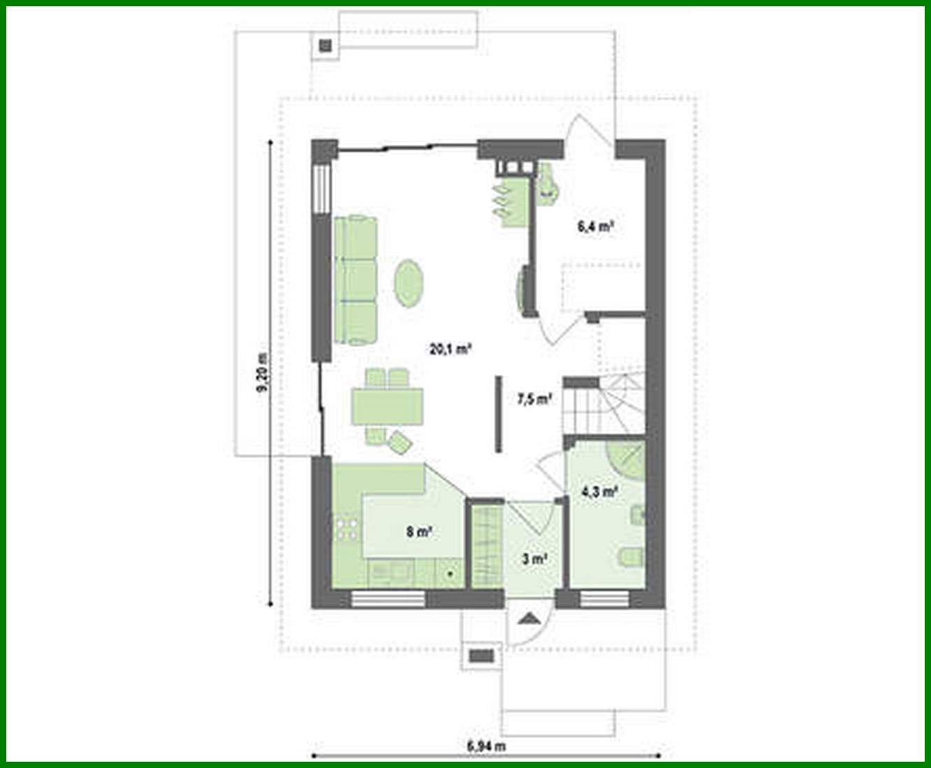 Visualization gallery - The project of a two-story cottage for a narrow site