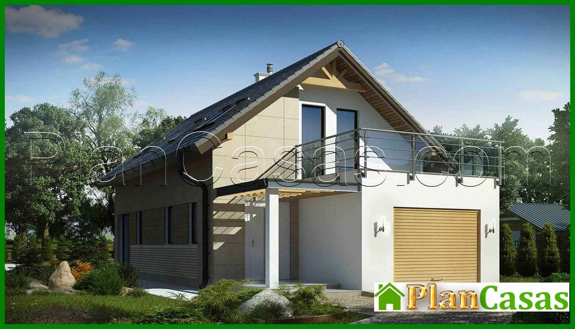 House project for a narrow plot, with a garage and a terrace above it house plan