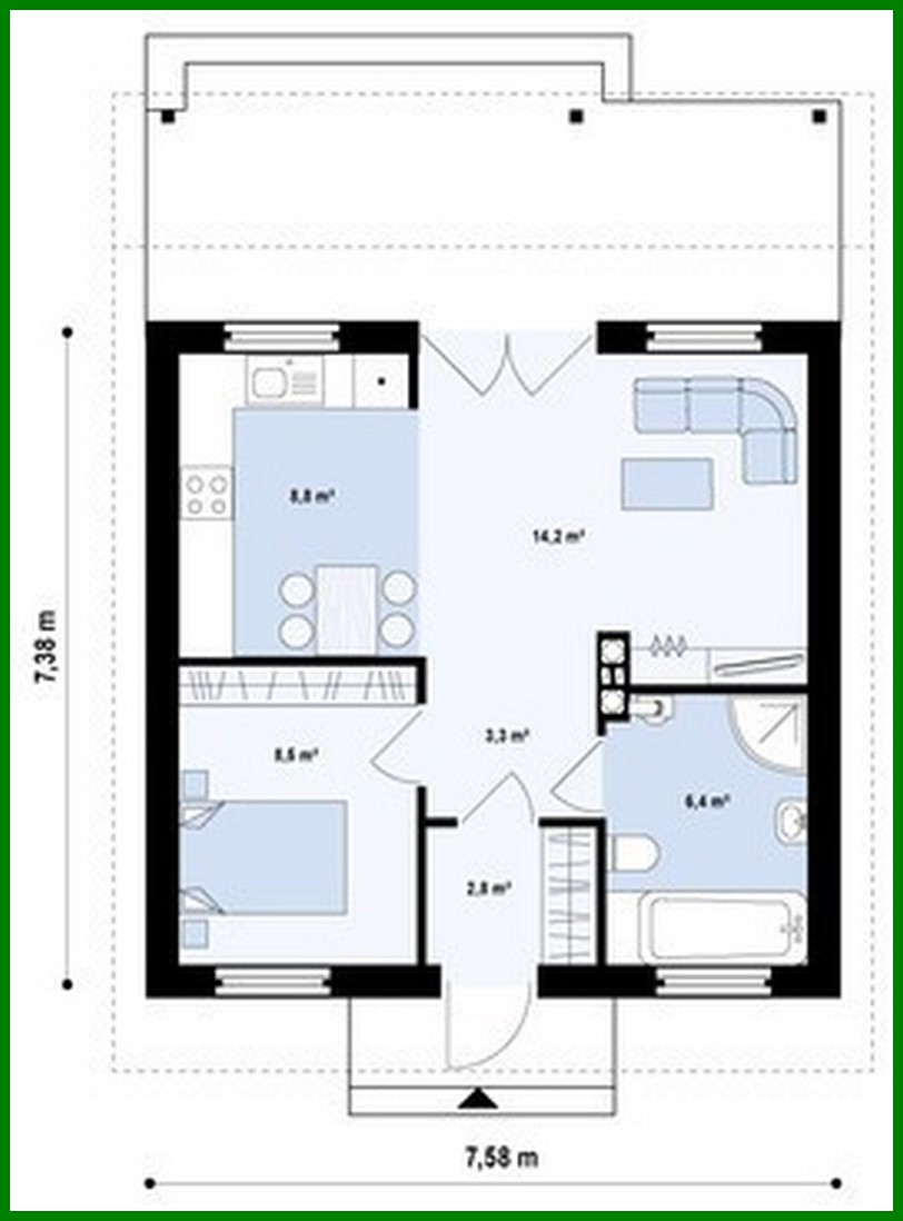 Visualization gallery - Project of a small house with a covered terrace