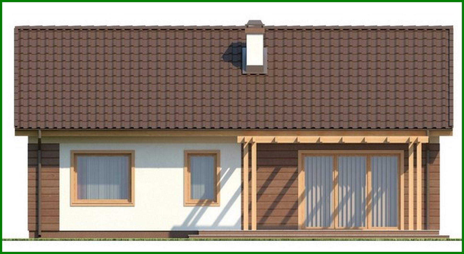 Visualization gallery - The project of a simple one-story house, made in the classical style with a gable roof