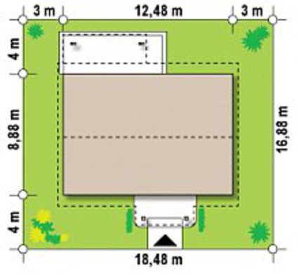 Visualization gallery - The project of a simple one-story house, made in the classical style with a gable roof