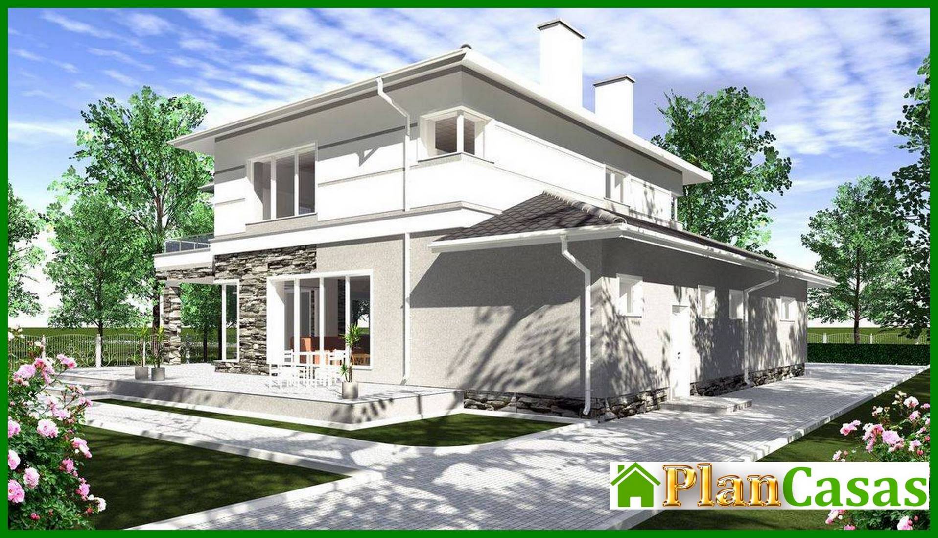 Visualization gallery - Project for the construction of a bright two-story mansion