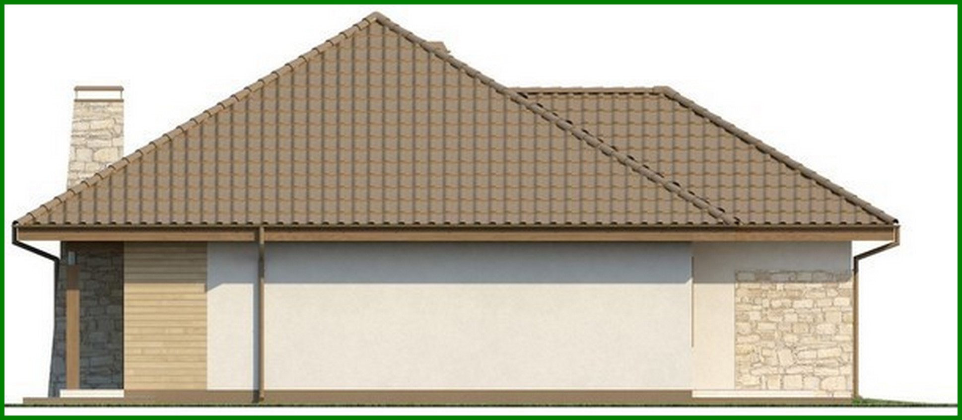 Visualization gallery - The project of a large one-story cottage with a garage for two cars