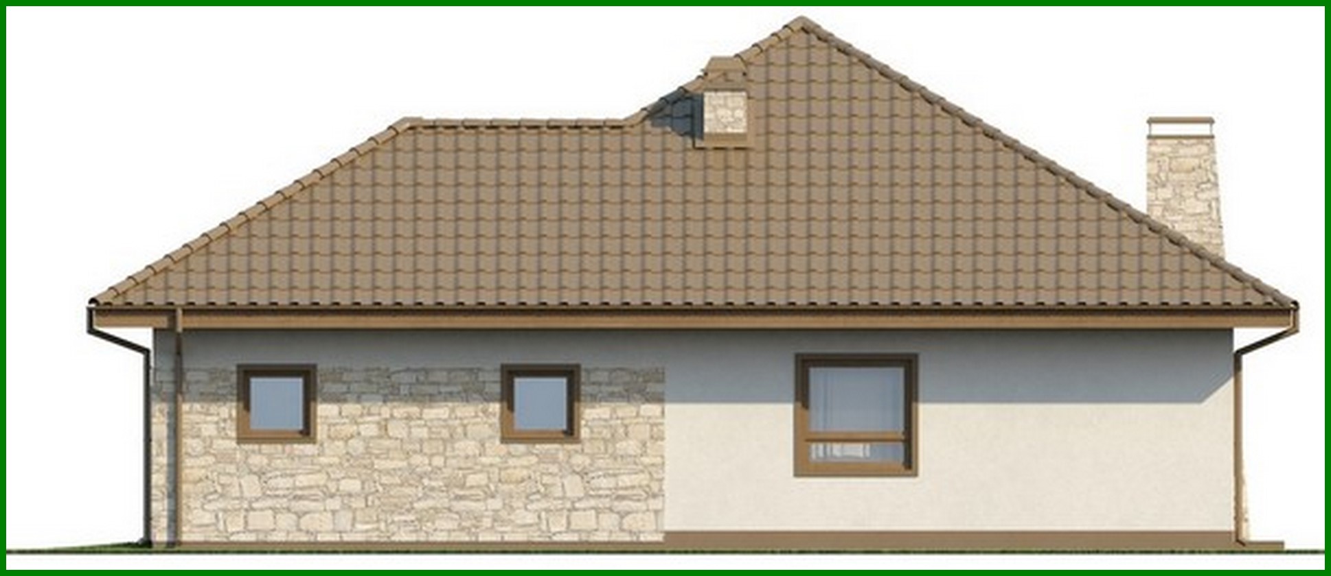 Visualization gallery - The project of a large one-story cottage with a garage for two cars