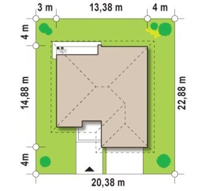 Visualization gallery - The project of a large one-story cottage with a garage for two cars