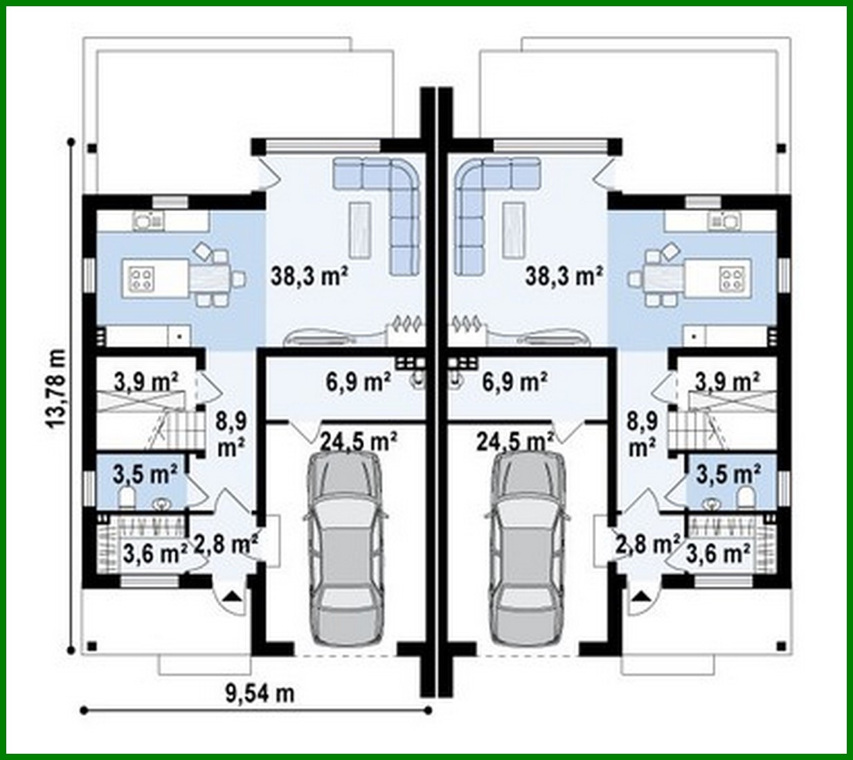 Visualization gallery - The project of a cottage for two families with a garage