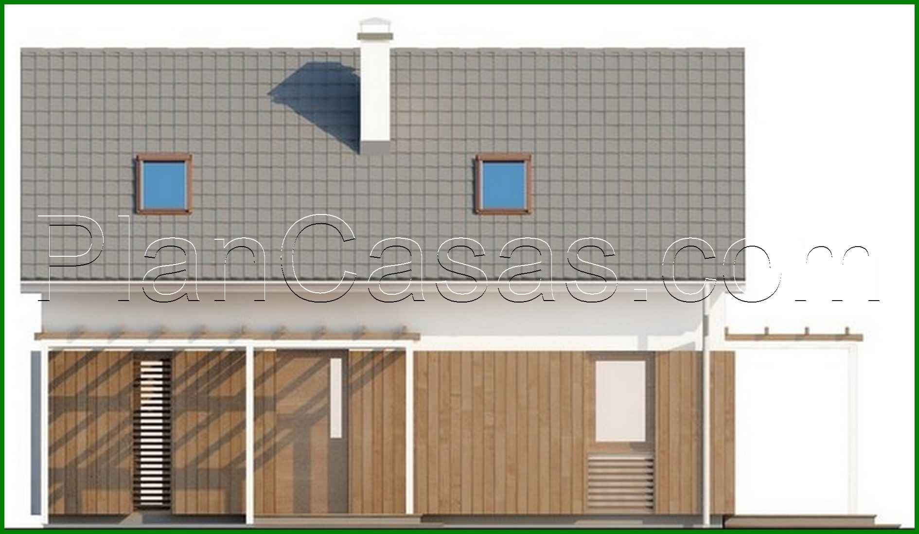 Visualization gallery - Cottage project with an attic, gable roof and wooden facade