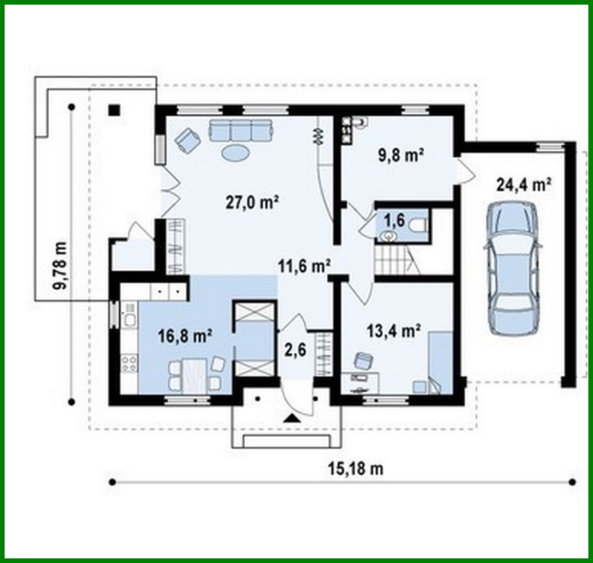 Visualization gallery - House project with a garage and an original attic