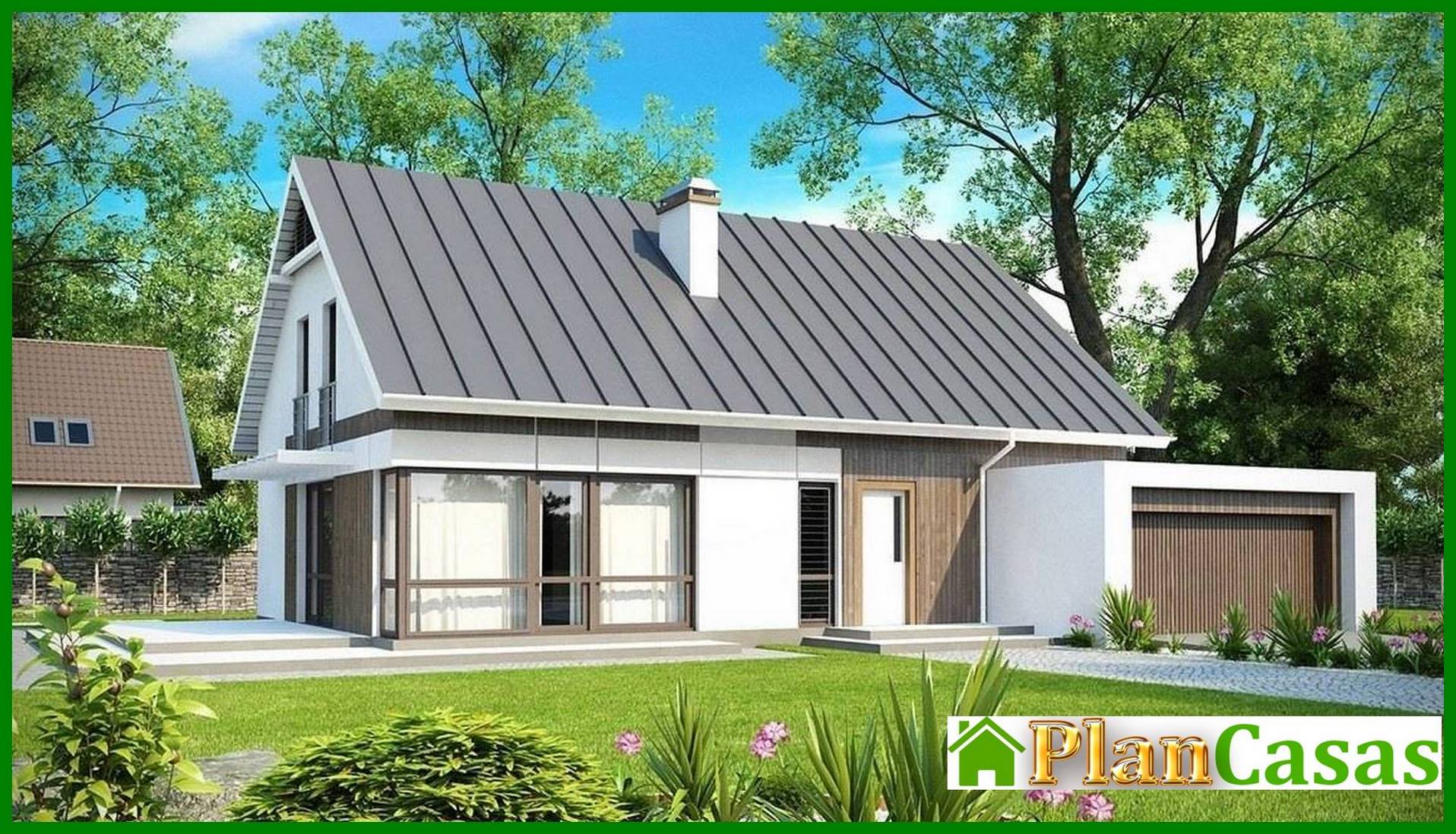 Visualization gallery - House project with an attic, a living room and a double garage