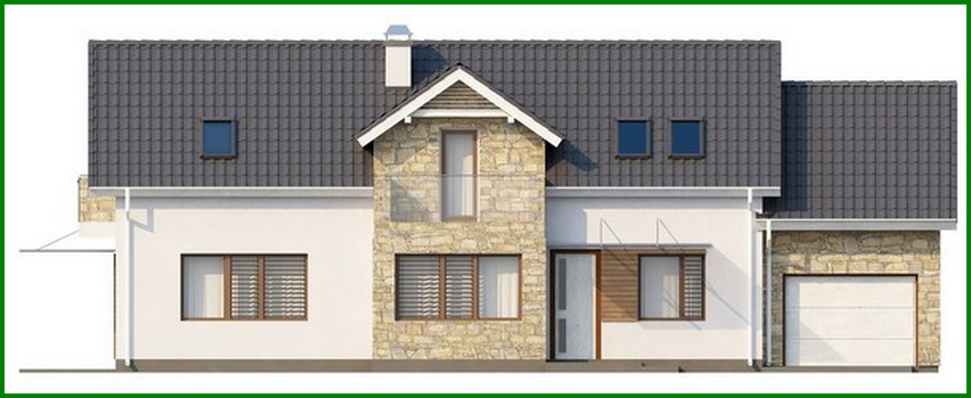 Visualization gallery - A project of a cottage with a bay window and an attic for a narrow plot