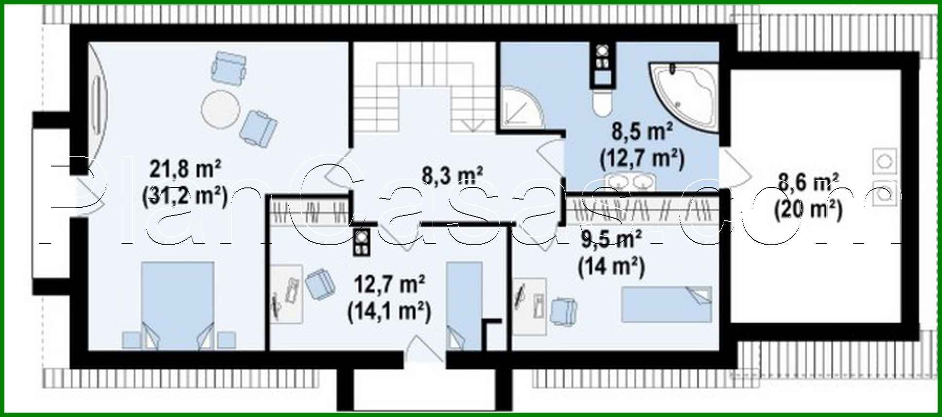 Visualization gallery - A project of a cottage with a bay window and an attic for a narrow plot