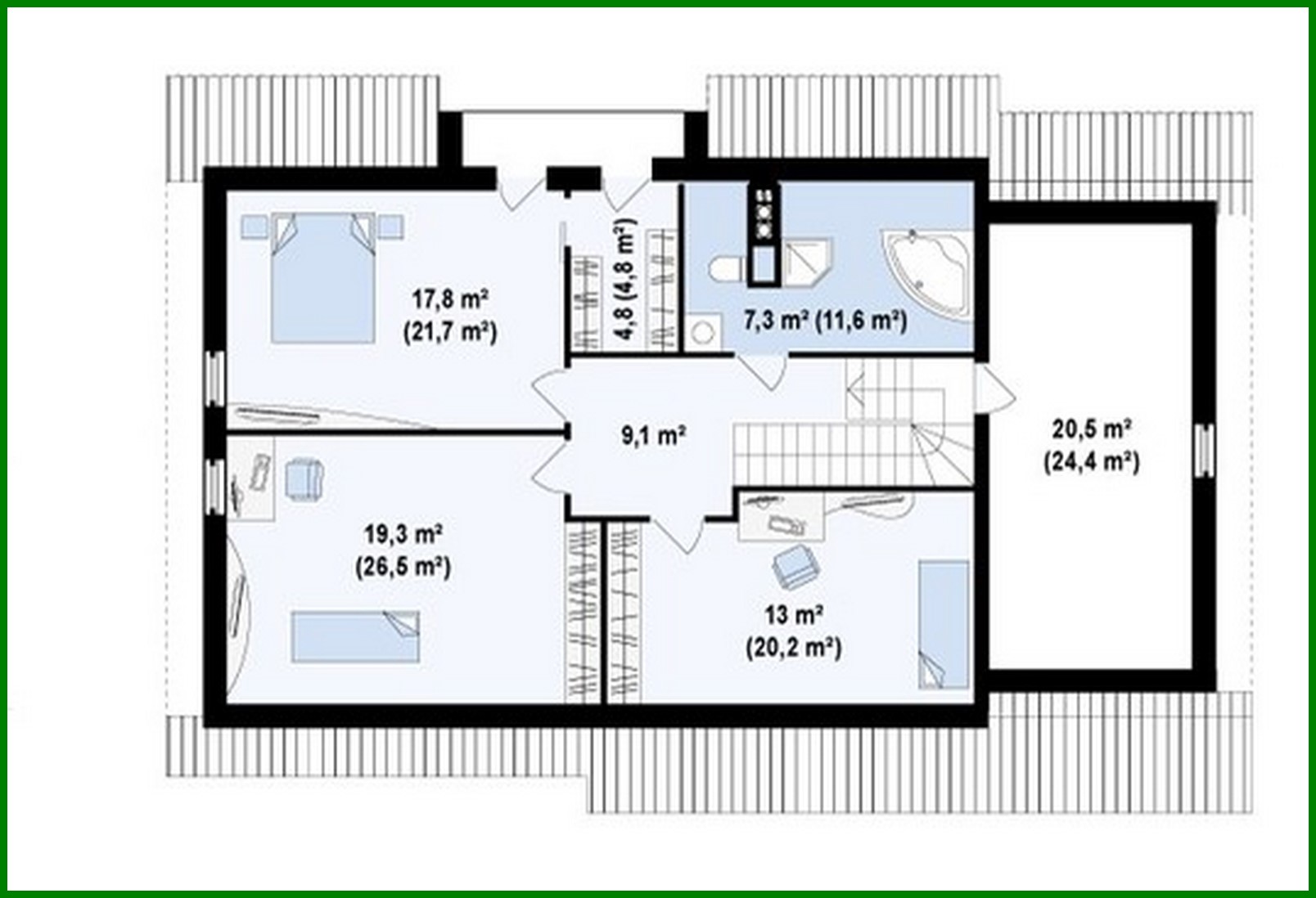 Visualization gallery - Cottage project with built-in garage, corner terrace and study