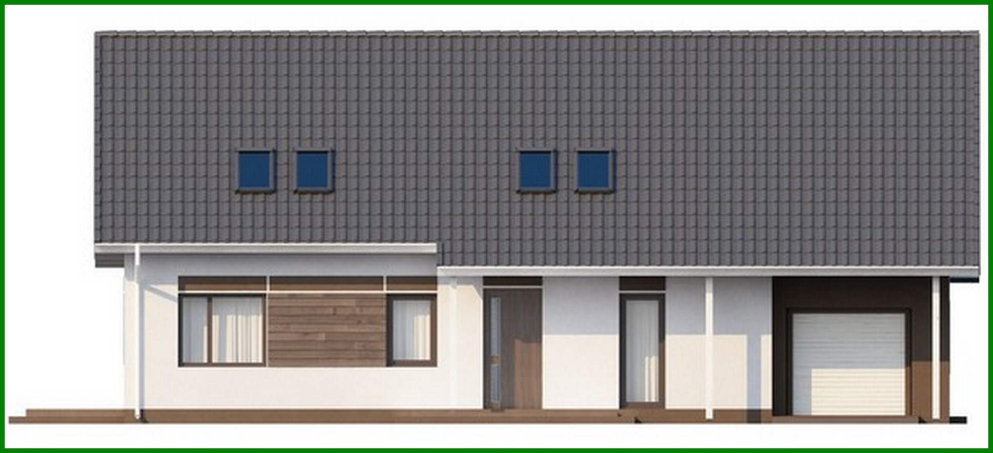 Visualization gallery - Cottage project with built-in garage, corner terrace and study