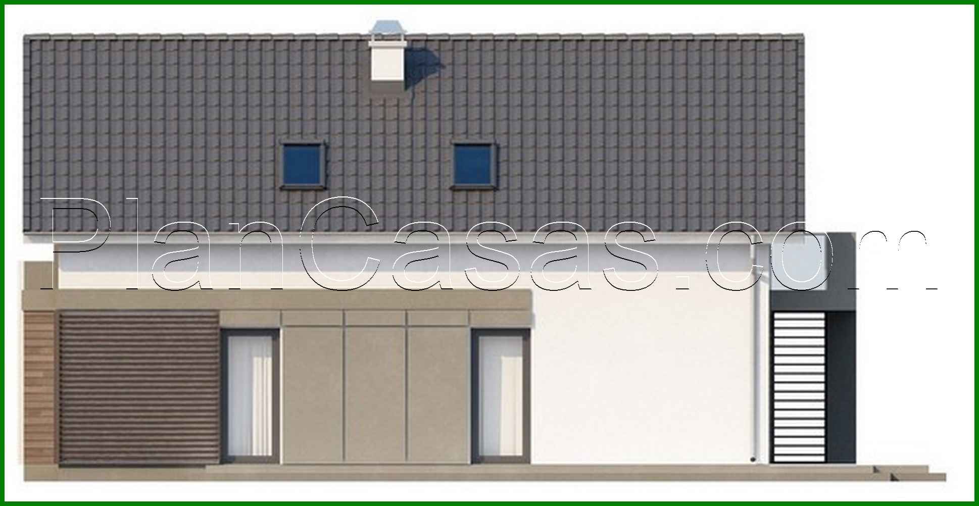 Visualization gallery - The project of a cottage with an attic, with a frontal garage