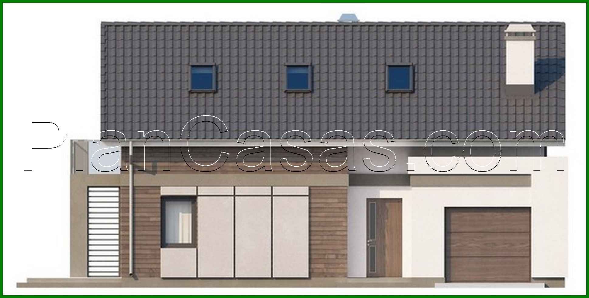 Visualization gallery - The project of a cottage with an attic, with a frontal garage