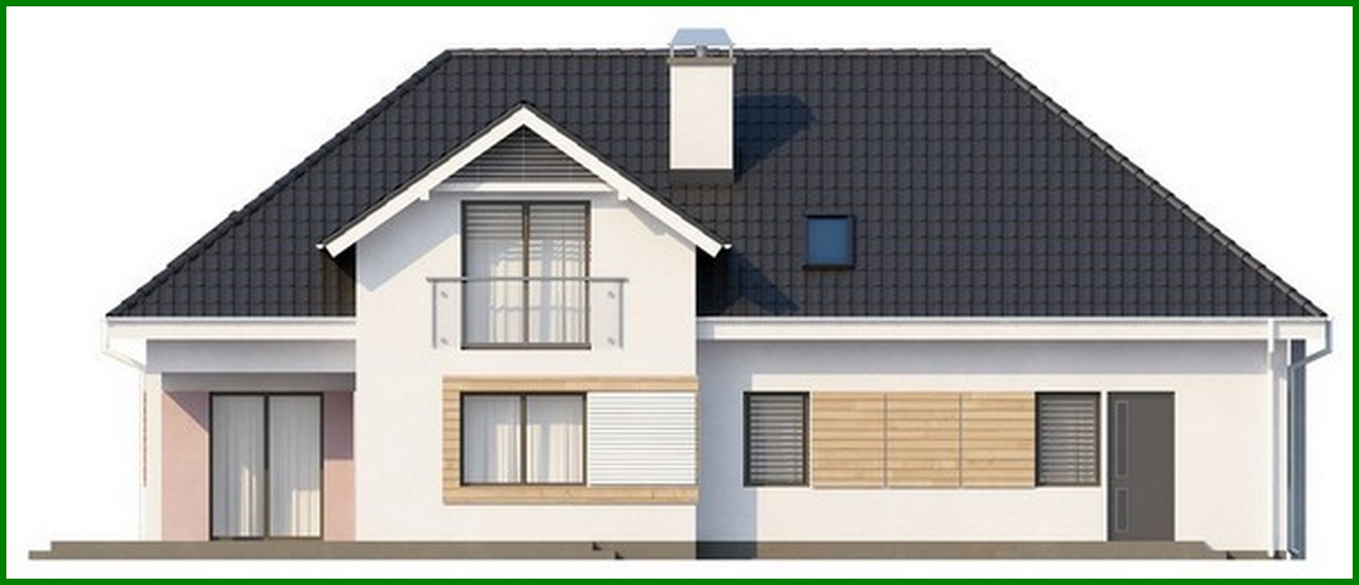 Visualization gallery - Project of a stylish cottage with a garage for two cars