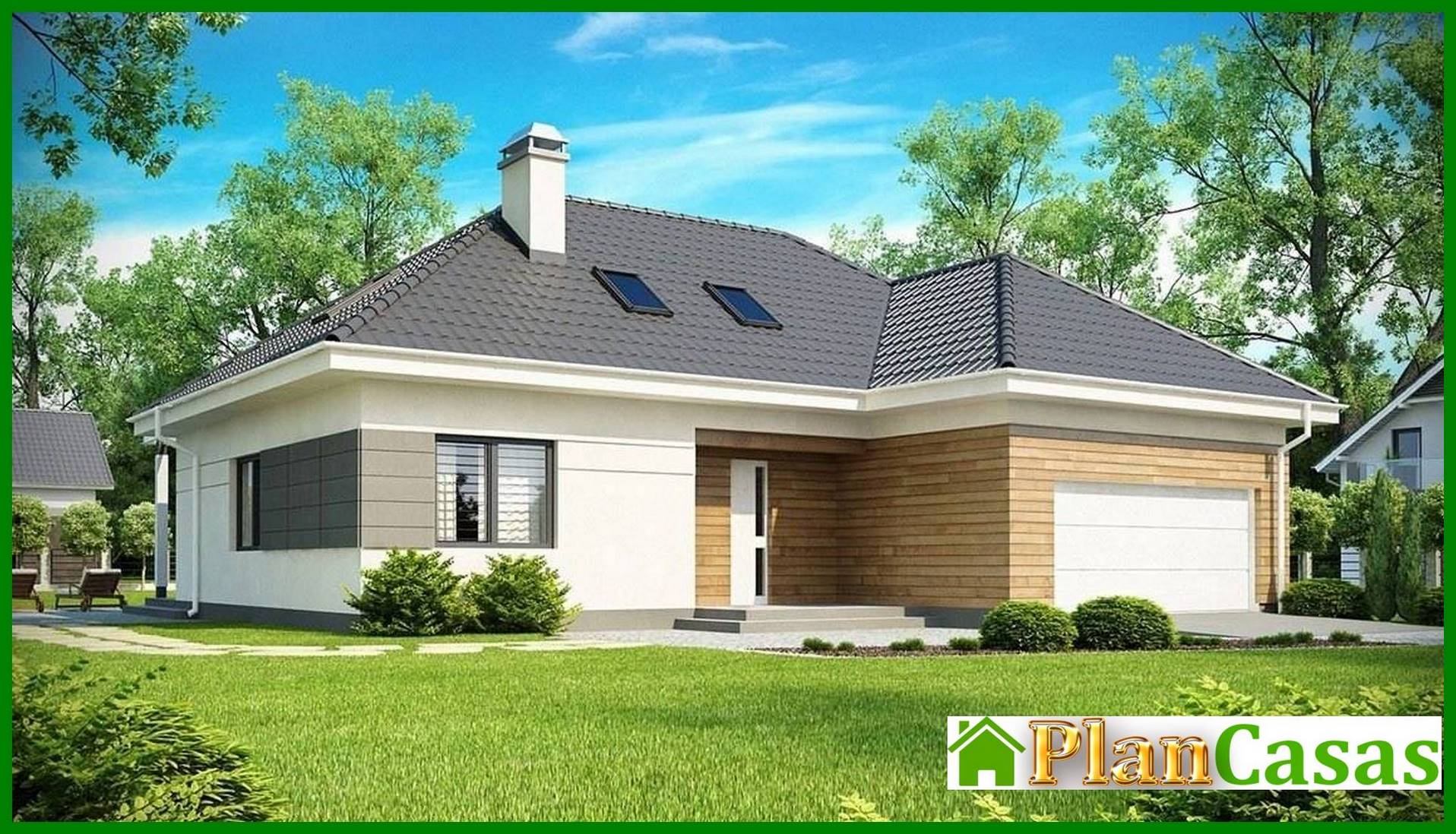 Project of a cottage with a garage and an additional night zone house plan