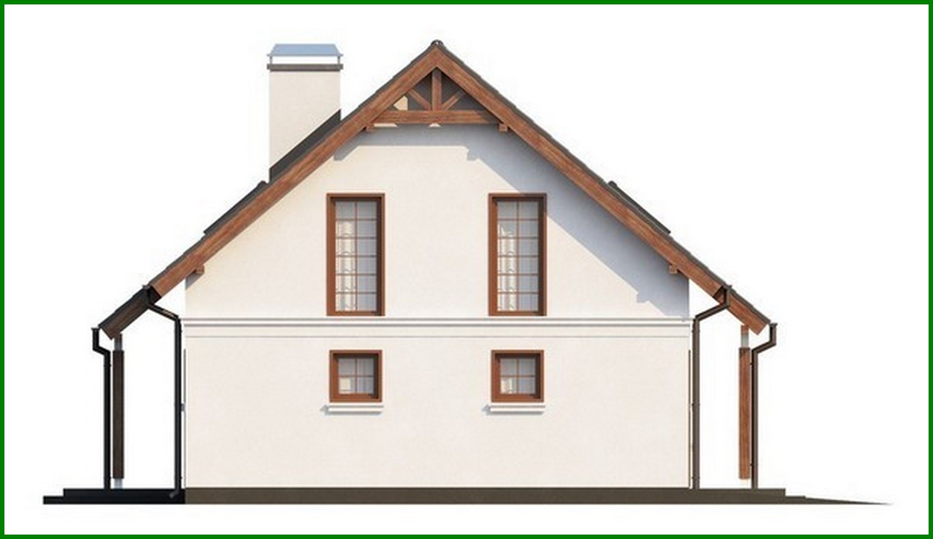 Visualization gallery - Cottage project with built-in garage, bay window and balcony