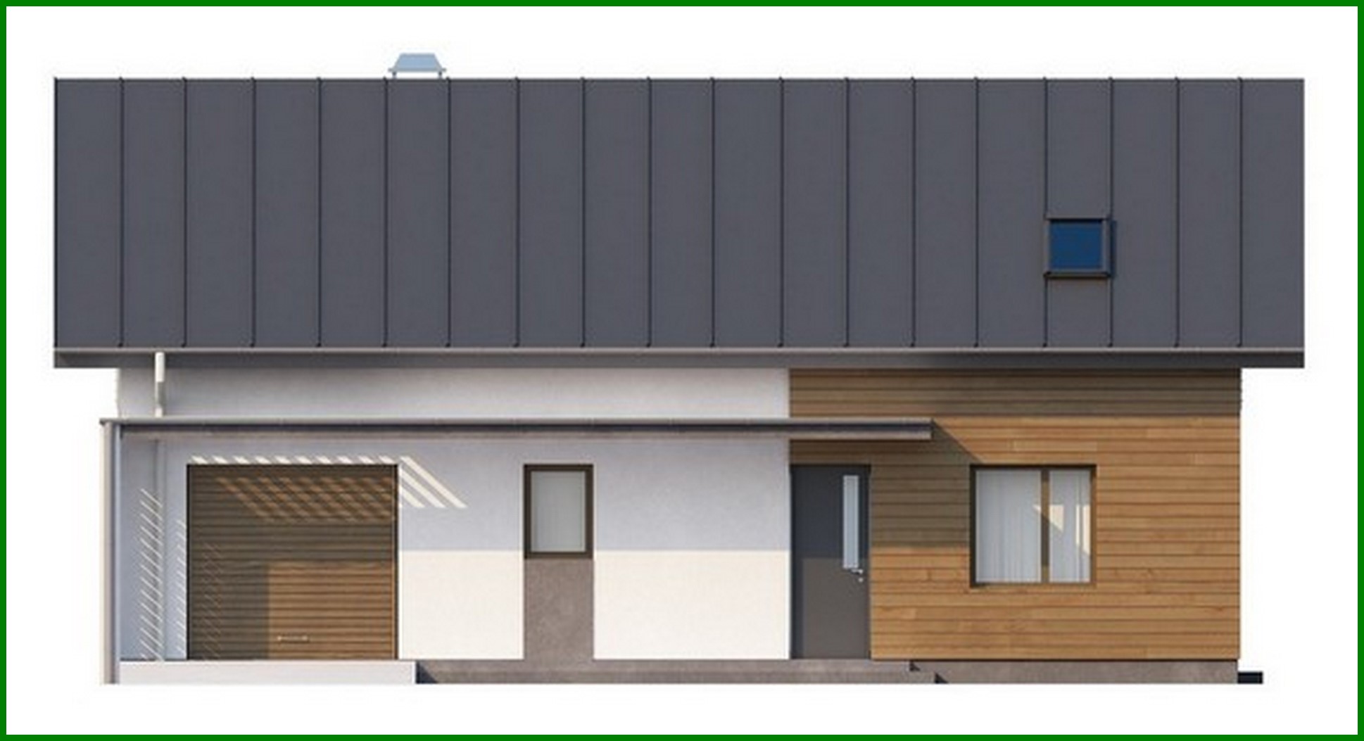 Visualization gallery - Project of a cottage with a garage and an office on the ground floor