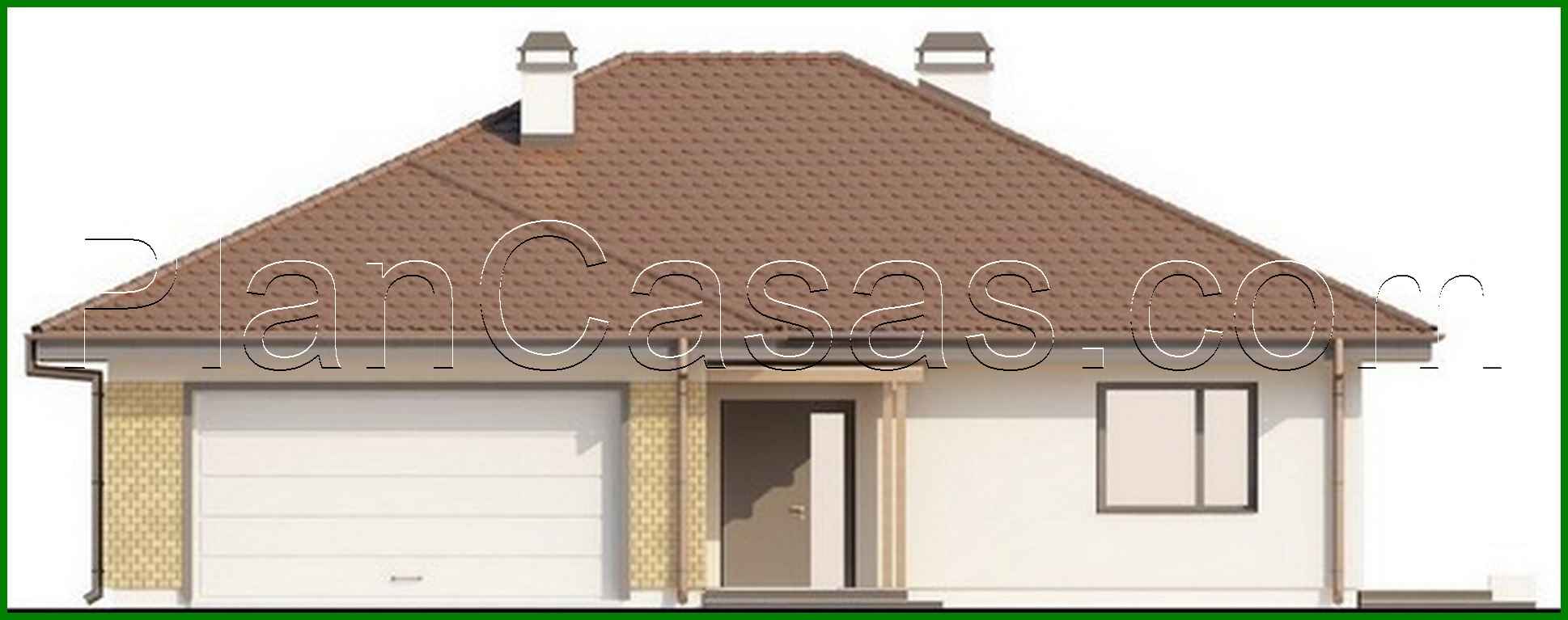 Visualization gallery - One-storey cottage project with a garage for two cars and a large utility room