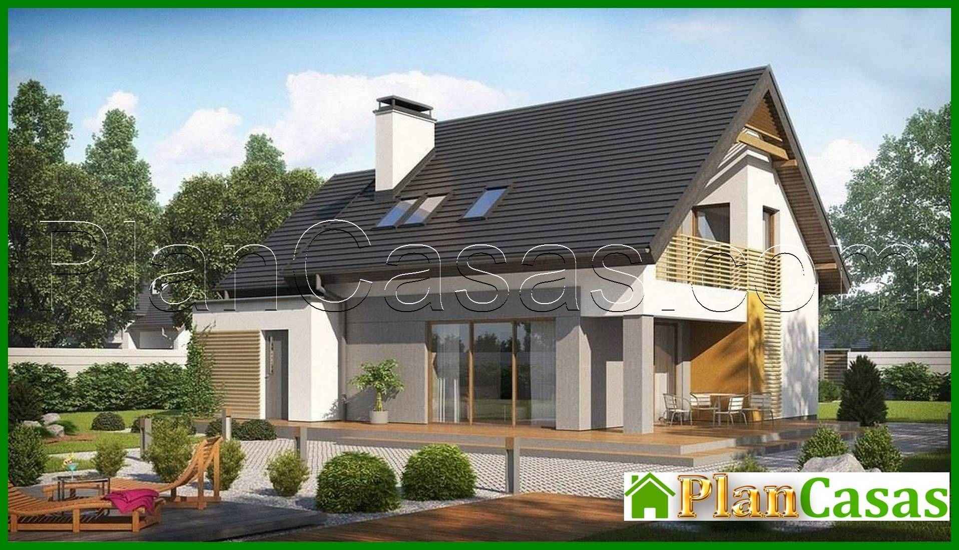 The project of a modern stylish small house with an attic, a garage for 1 car house plan