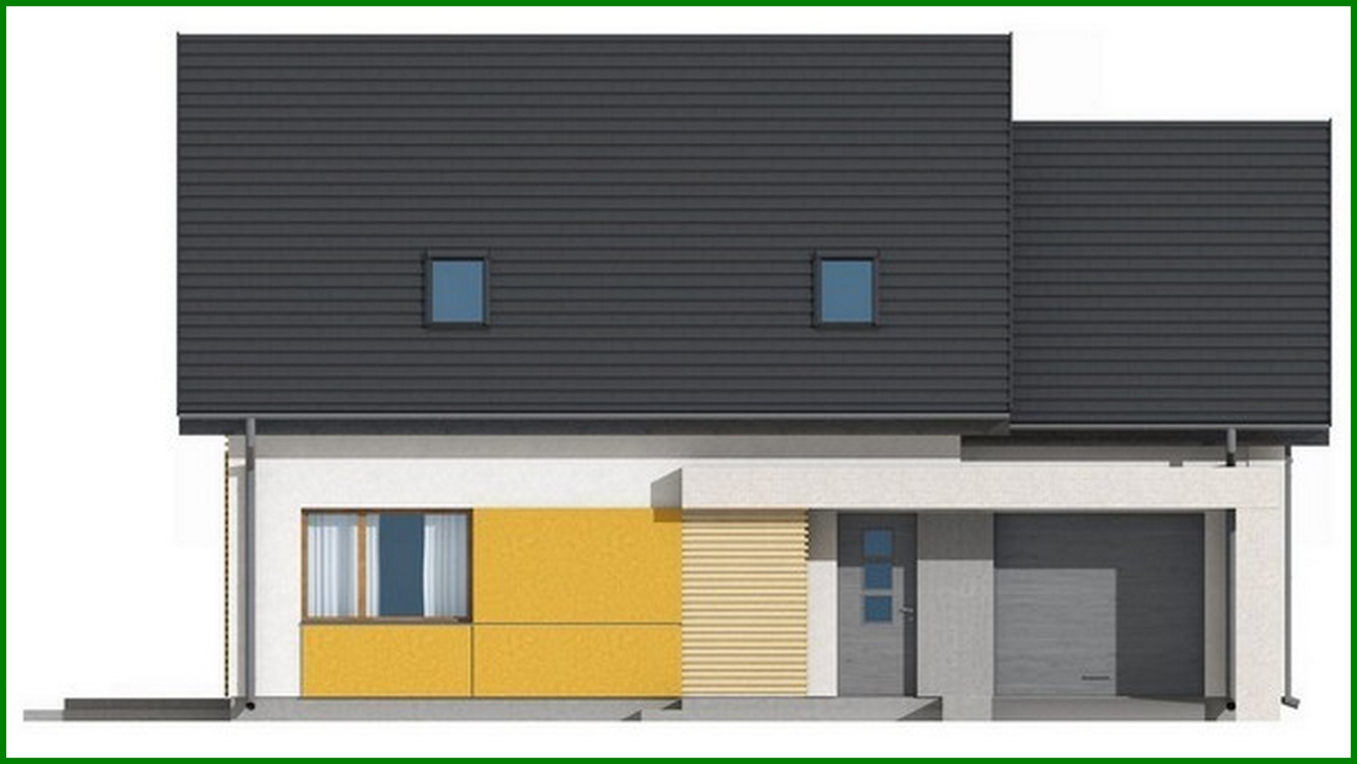 Visualization gallery - The project of a modern stylish small house with an attic, a garage for 1 car