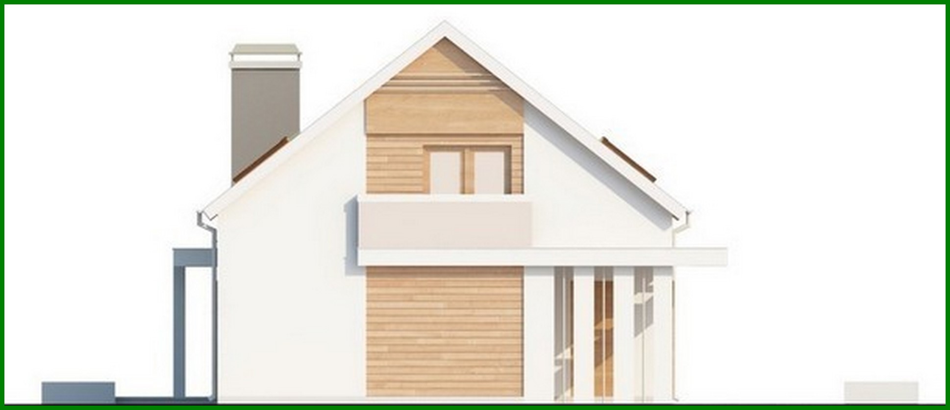 Visualization gallery - House project with a gable roof and a garage for two cars