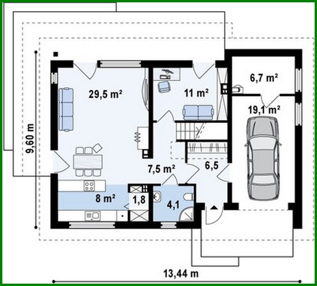 Visualization gallery - Classic house project with garage, extra bedroom
