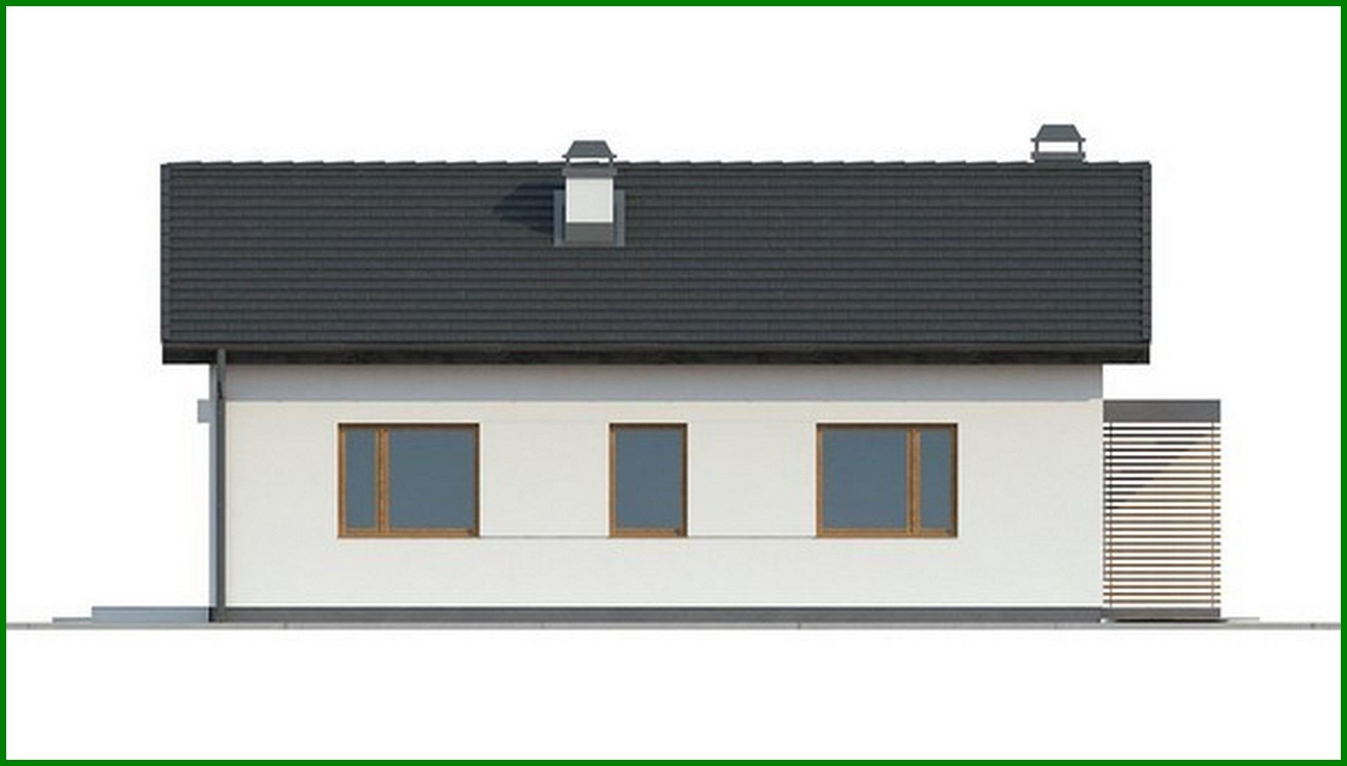 Visualization gallery - The project of a small one-story house with a convenient side entrance