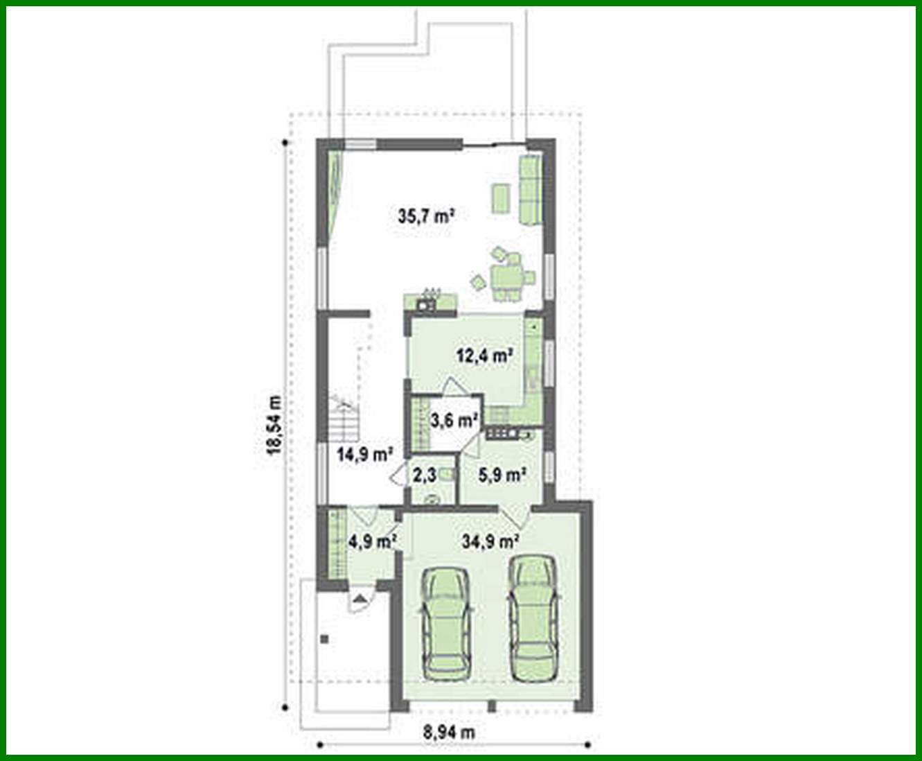 Visualization gallery - House project for a narrow plot with a terrace above the garage