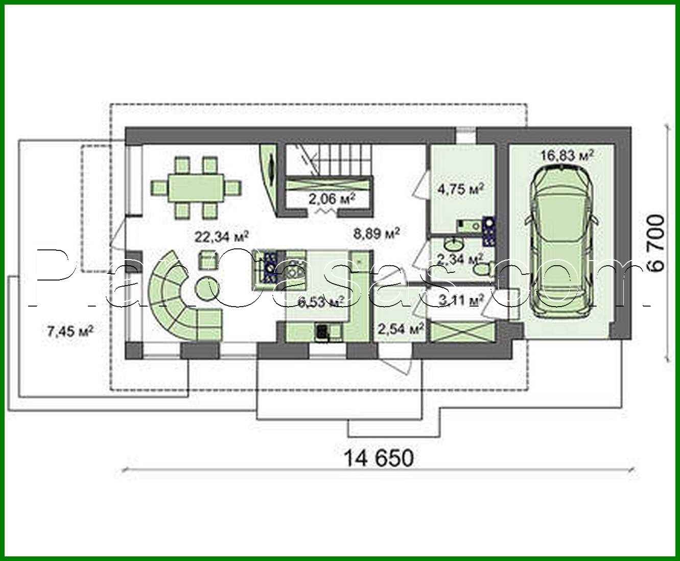 Visualization gallery - House project with an original facade for a large plot