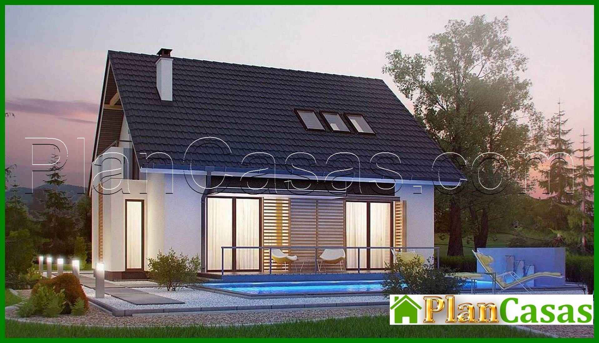The project of a simple house with a gable roof house plan
