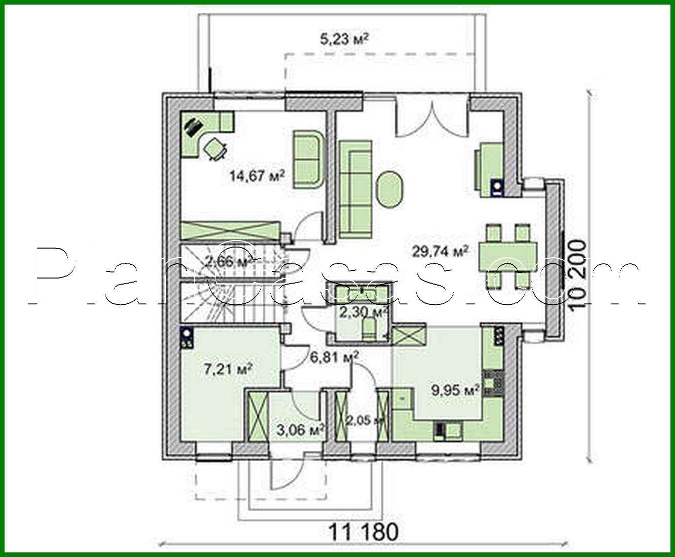 Visualization gallery - The project of a simple house with a gable roof