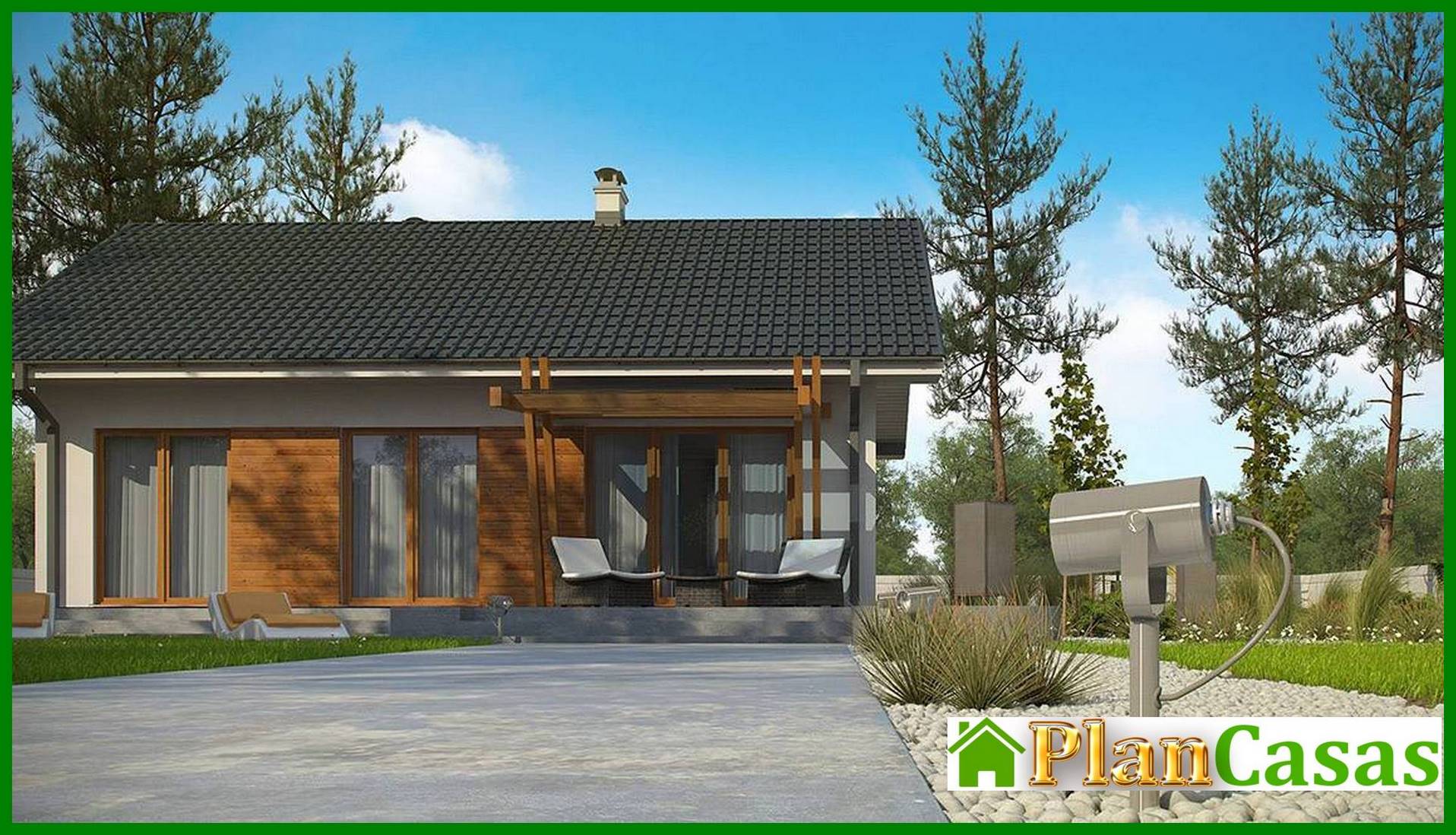 Visualization gallery - The project of a one-story house in a classic style